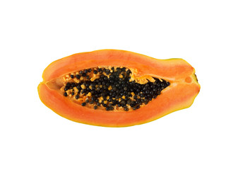 Ripe papaya fruit half cut