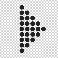 Arrow icon. Vector illustration on isolated transparent background. Business concept arrow dotted and flat pictogram.