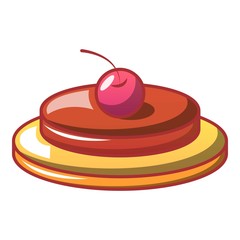 Cherry on cake icon. Cartoon of cherry on cake vector icon for web design isolated on white background