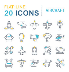 Set Vector Line Icons of Aircraft.