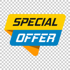 Special offer banner badge icon. Vector illustration on isolated transparent background. Business concept special offer pictogram.