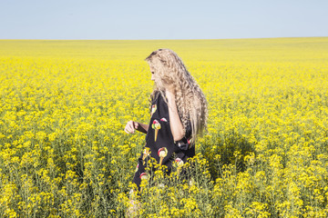 Blooming yellow field.