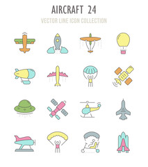 Set of Retro Icons of Aircraft. © M.Style