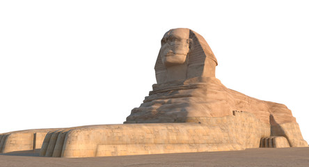 3D rendered images of the Great Sphinx. These images are isolated against a neutral background colour.