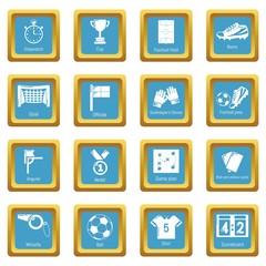 Soccer football icons set vector sapphirine square isolated on white background 