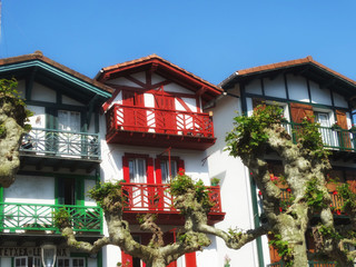 Colored Houses in Hondarribia Village Basque Country