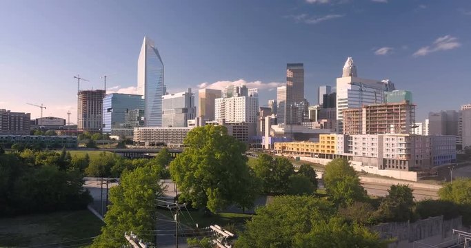 Late Afternoon Sun lights the Buildings of Charlotte North Carolina