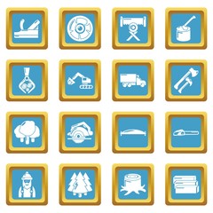 Timber industry icons set vector sapphirine square isolated on white background 