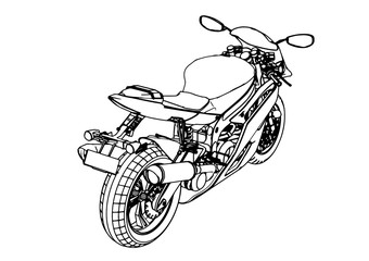 sketch of a sport motorcycle vector