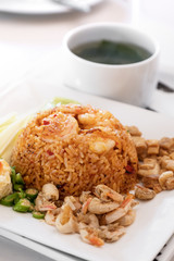 Pound shrimp fried rice with soup