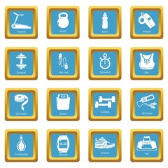 Gym sport icons set vector sapphirine square isolated on white background 