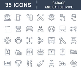 Set Vector Line Icons of Garage and Car Service.