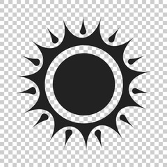 Sun vector icon. Summer sunshine illustration on isolated transparent background. Sun sunlight concept.