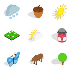 Zoology icons set. Isometric set of 9 zoology vector icons for web isolated on white background