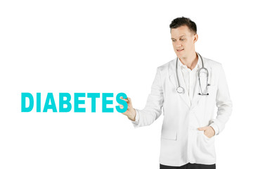 American doctor writing diabetes word