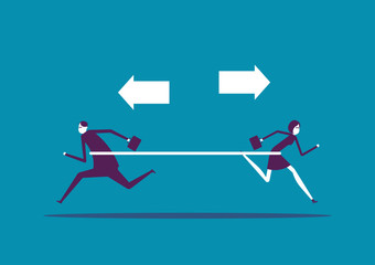 Business people and direction. Vector illustration business conflict concept.