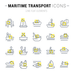 Set Vector Line Icons of Maritime Transport.