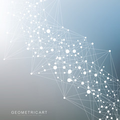 Obraz premium Structure molecule and communication. Dna, atom, neurons. Scientific concept for your design. Connected lines with dots. Medical, technology, chemistry, science background. Vector illustration.