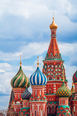 Fototapeta na wymiar Details of the famous historical sights of St. Basil's Cathedral in Moscow, Russia.