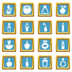 Perfume bottle icons set vector sapphirine square isolated on white background 