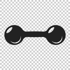 Dumbbell fitness gym in flat style. Barbell illustration on isolated transparent background. Bodybuilding sport concept.