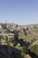 Fototapeta na wymiar scenic view of Murgia landscape surrounding Matera city in Italy