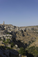 scenic view of Murgia landscape surrounding Matera city in Italy