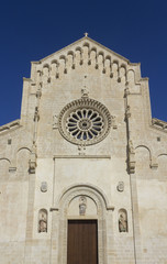 Fototapeta na wymiar Matera Cathedral architectural feature, frontal facade
