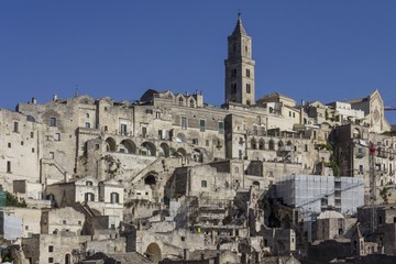Fototapeta na wymiar Ancient buildings overview in Matera sassi district, Italy