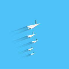 Group business, Businesman leader on a paper plane