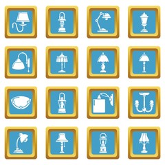 Lamp icons set vector sapphirine square isolated on white background 