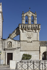 Fototapeta premium Materdomini ancient bell tower in Matera, Italy