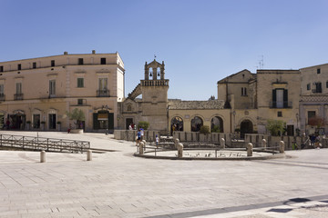 Fototapeta na wymiar Matera city centre square, facing Materdomini church. Italy