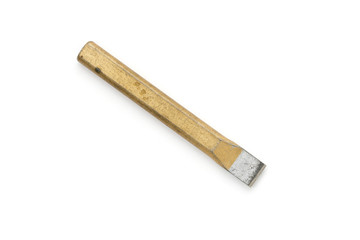 old grungy chisel for stone works, isolated on white