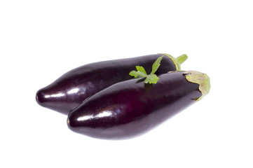 purple eggplants isolated on white background. vegetable, object