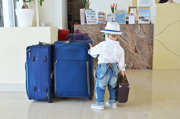 Young traveler in the lobby of a hotel