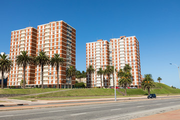 Modern houses in Montevideo, Uruguay. Montevideo is the capital and the largest city of Uruguay.