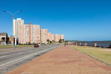 Boulevard along Pocitos beach in Montevideo, Uruguay. Montevideo is the capital and the largest city of Uruguay