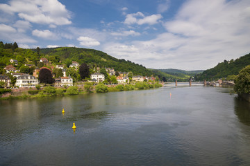 The Neckar with the lock near Heidelberg_Heidelberg, Baden Wuerttemberg, Germany