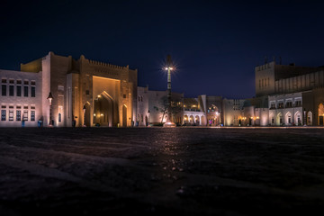 Katara Cultural Village in Doha, Qatar. Night view.