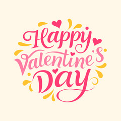 Typography poster with handwritten calligraphy text. Happy Valentines Day. Vector Illustration
