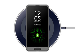 Wireless charging for smartphone Charging mobile Vector Icon - obrazy, fototapety, plakaty