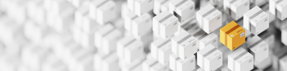 Infinite shipping boxes, transportation and logistics concept, original 3d rendering illustration