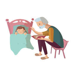 Grandfather and child vector cartoon illustration