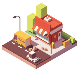 Vector low poly shop icon