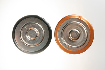 Battery + and - top down view