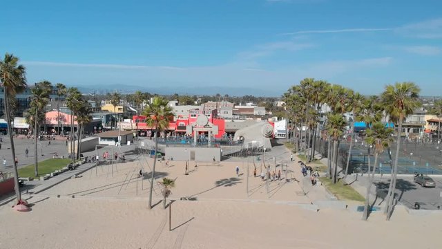 Venice Beach Aerial Shot of Bike Path and The Boardwalk California USA