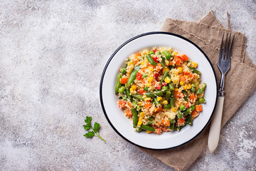 Vegetarian dish couscous with vegetables - obrazy, fototapety, plakaty