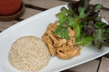 Grilled chicken  with brown rice.