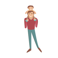 Fototapeta premium Dad with son cartoon illustration